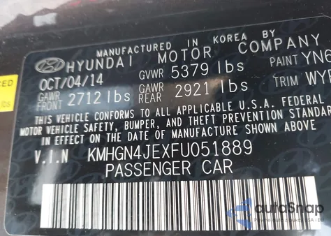 2015 Hyundai Genesis 3.8 z USA, uszkodzony, nr VIN KMHGN4JEXFU051889